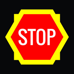 stop sign on yellow background