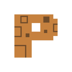 letter p pixel land solid stone logo design