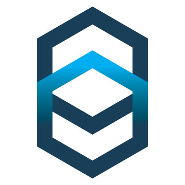 blue hexagon color line infinty group logo design