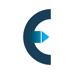 blue color letter e arrow logo design