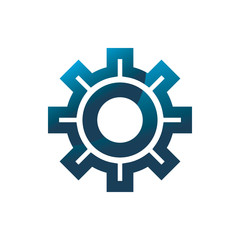 blue color gear technology service logo design