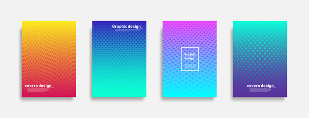 Minimal covers design. Colorful halftone dot gradients. Cool modern background design. Future geometric patterns. Eps10 vector.