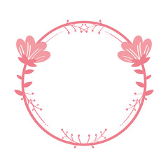 beautiful flowers circular frame decoration