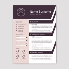 Beautiful CV / Resume template - vector minimalist - color resume cv template