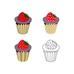 Hand drawn cup cakes, doodle. Vector illustration. EPS 10