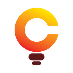 letter c creative color bulb idea light logo design