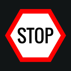 stop sign on black background