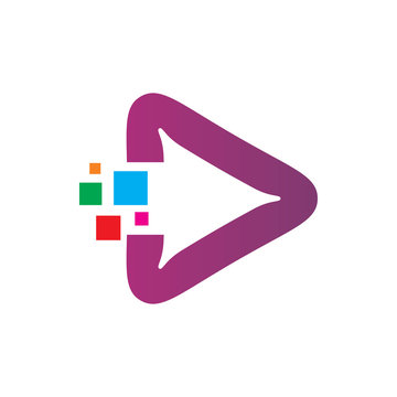 triangle play media digital pixel color logo design