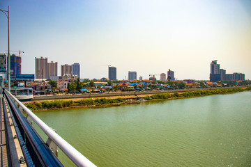 Fototapeta na wymiar A beautiful view of mekong river at Phnom Penh, Cambodia.