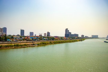 A beautiful view of mekong river at Phnom Penh, Cambodia.