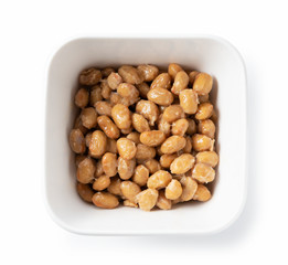 Natto placed on a white background
