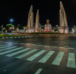 Naklejka premium Democracy Monument by night without people and traffic, Bangkok, Thailand