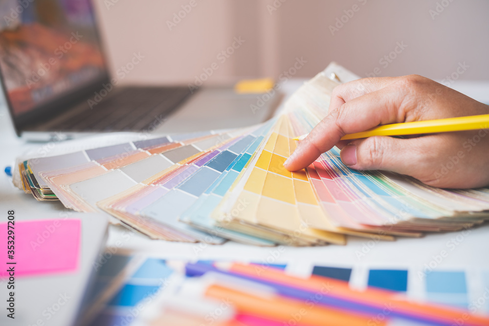 Aufkleber the graphic designer creative team is currently working on the design and color selection on the gui