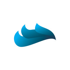 blue color wave wing logo design