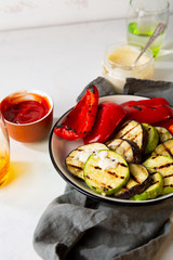 Grilled vegetables on plate, healthy food