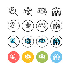 set of Hiring icons . Human resources concept. Recruitment. Search job vacancy icon. Hire. Find people icon