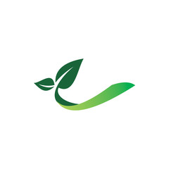 green nature leaf color line logo design