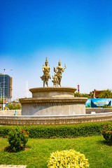 A beautiful view of Royal statues at Phnom Penh, Cambodia.
