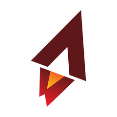 triangle rocket arrow flame logo design