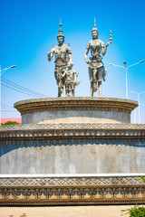 A beautiful view of Royal statues at Phnom Penh, Cambodia.