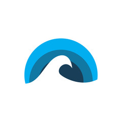 blue circle wave shape color logo design