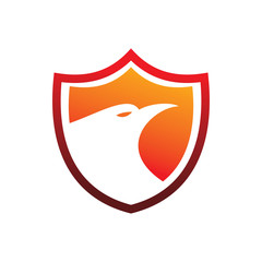 secure shield color eagle head logo design