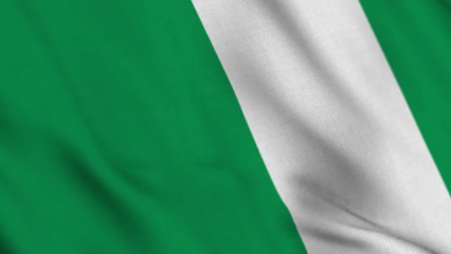 Nigeria national flag waving fabric fluttering in wind in a seamless loop in slowmotion animation smooth background