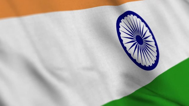 India national flag waving fabric fluttering in wind in a seamless loop in slowmotion animation smooth background