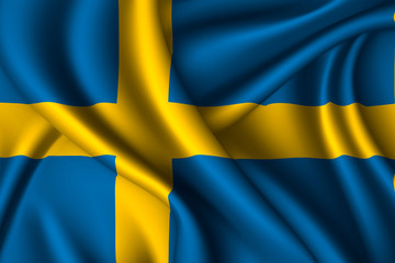 Sweden national flag of silk.