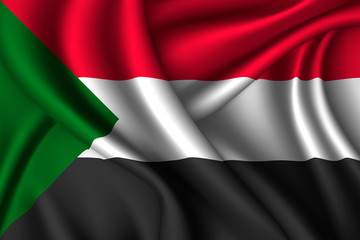 Sudan national flag of silk.