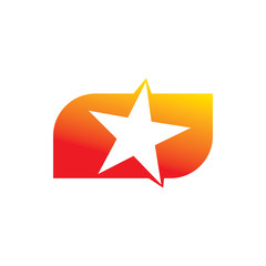 full color leaf shape star logo design