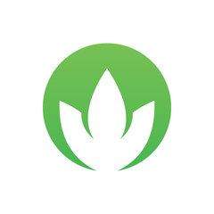 green circle nature leaf lotus logo design