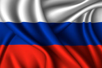 Russia national flag of silk.