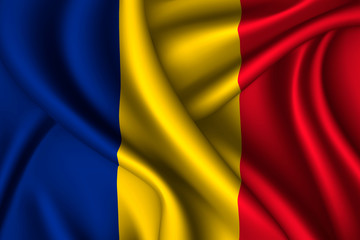 Fototapeta premium romania national flag of silk.