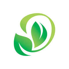 green nature leaf art line stroke color logo design