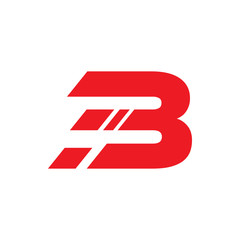 red letter b number three 3 logo design