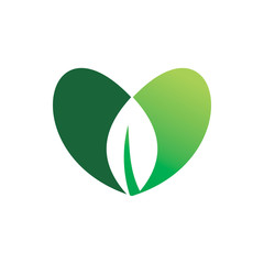 love hearth green leaf logo design