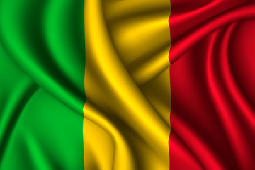 Mali national flag of silk. Template for your design