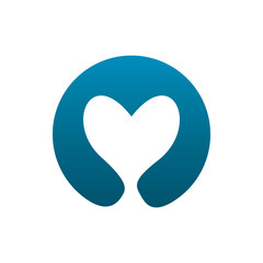 blue love hearth logo design