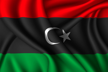 libya national flag of silk. Template for your design - obrazy, fototapety, plakaty