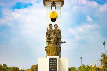 A beautiful view of Cambodia Vietnam Friendship Monument at Phnom Penh.