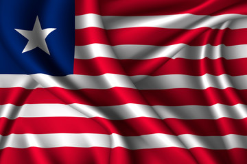 liberia national flag of silk. Template for your design