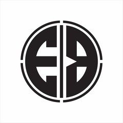 EB Logo initial with circle line cut design template on white background