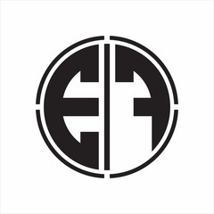 EF Logo initial with circle line cut design template on white background