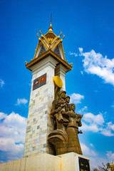 A beautiful view of Cambodia Vietnam Friendship Monument at Phnom  Penh city.