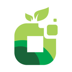 square digital pixel fruit logo design