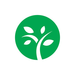 green circle leaf tree logo design