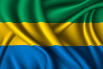 gabon national flag of silk. Template for your design
