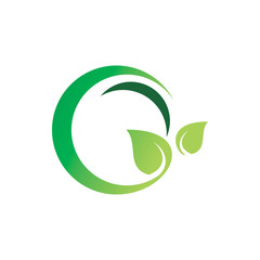 circle ring green nature leaf logo design