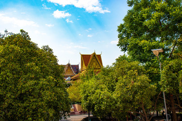 A beautiful view of buddhist temple at Phnom Penh, Cambodia.